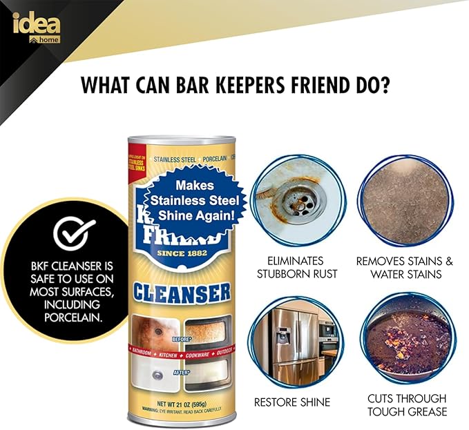 Idea Home ULTIMATE CLEANING KIT | Soft Cleanser 26 oz + Cleanser & Polish Powder 21 oz + Microfiber Cleaning Cloth + Multi-Purpose Non-Scratch Microfiber Sponge