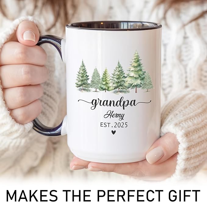 Personalized Dad to Papa Mug - Custom Est Year Coffee Cup for New Grandpa - First Time Grandfather Gift - Custom Grandparent - Keepsake Mug for Him