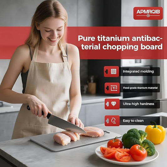 Titanium Cutting Board Set of 3,100% Pure Titanium Cutting Boards for Kitchen, Double Sided Non Toxic Cutting Board, Ideal Charcuterie & Chopping for Meat, Hygiene Durable Dishwashr(S+M+L)