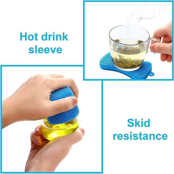 Silicone Sponge 9 Pack Sponges for Dishes Silicone Scrubber Dish Brush Kitchen Cleaning Sponges Silicone Dishwasher-Safe Brush Pad Double Sided for Kitchen (9 Pack-New)