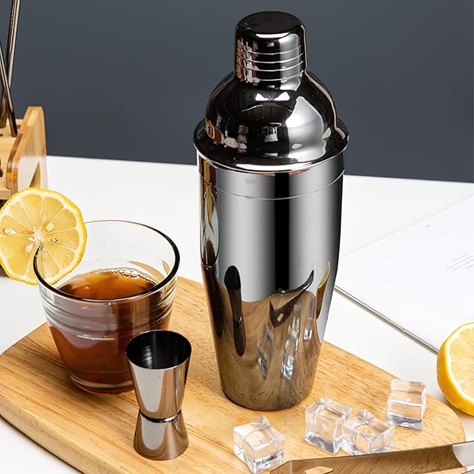 11Pcs-Cocktail Shaker Set Black Bartending Kit 25oz Cocktail Bar Set Cocktail Mix Drink Making Kit Professional Bar and Home Drink Bar Tools for Bartender(Gun-Metal Black)