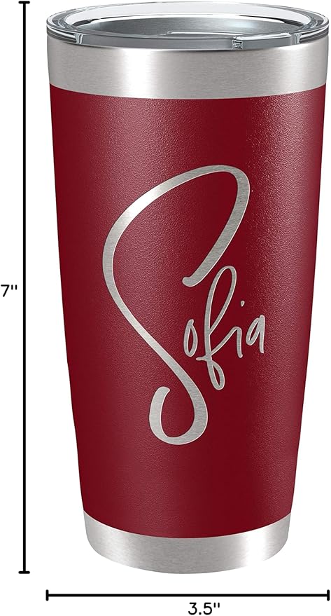 Personalized Tumblers, Stainless Steel 20 oz Tumbler w/Lid I Personalized Cups Double Walled Insulated Coffee Cup for Travel - Cardinal Red