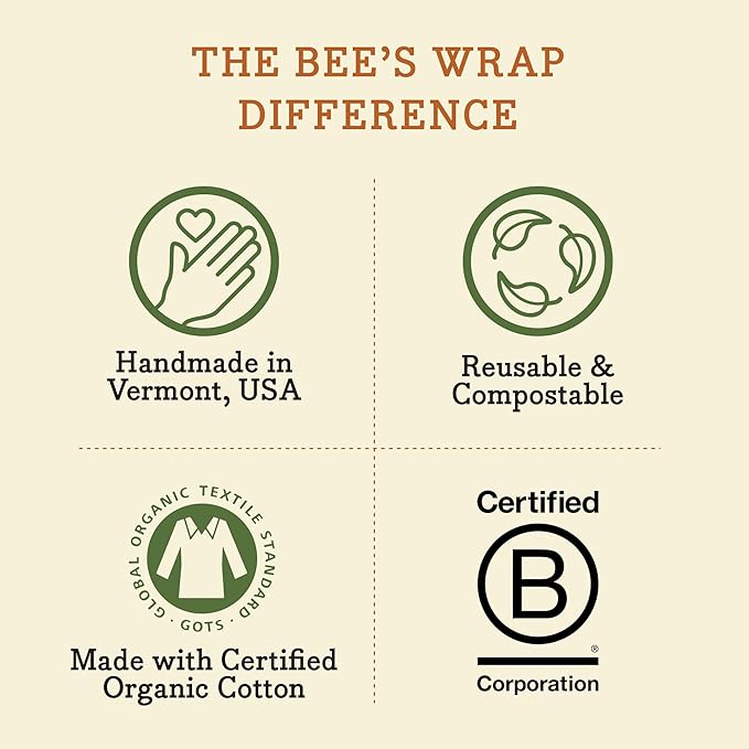 Bee's Wrap Beeswax Wraps for Food - Cut to Size 14x52" Wax Paper Roll - Made in USA Reusable Waxed Paper & Bowl Covers - Organic & Eco-Friendly Alternative to Aluminum Foil & Plastic Wrap, Fresh Fruit