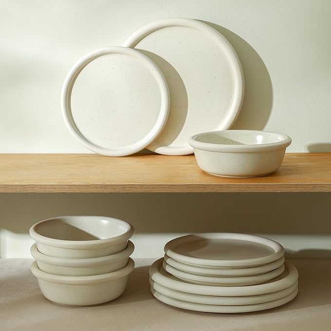 Stone Lain Capri 12-Piece Dinnerware Set Stoneware, White
