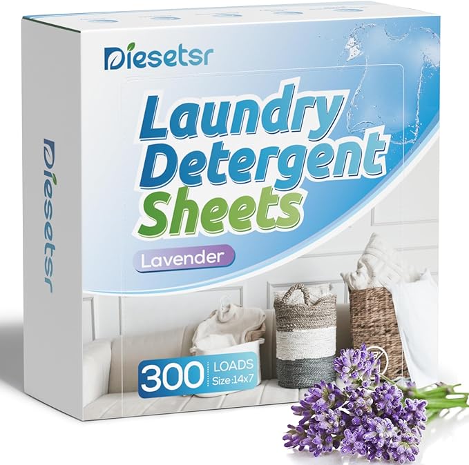 Laundry Detergent Sheets 150 Counts 300 Small Loads Travel Laundry Sheets ECO-friendly,No Plastic Clothes Washing Soap-Lavender