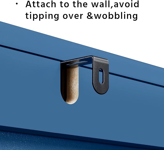 Yaheetech Over The Toilet Storage Cabinet, Free Standing Toilet Rack with Adjustable Shelves and Tempered Glass Doors for Bathroom Washroom, Navy Blue