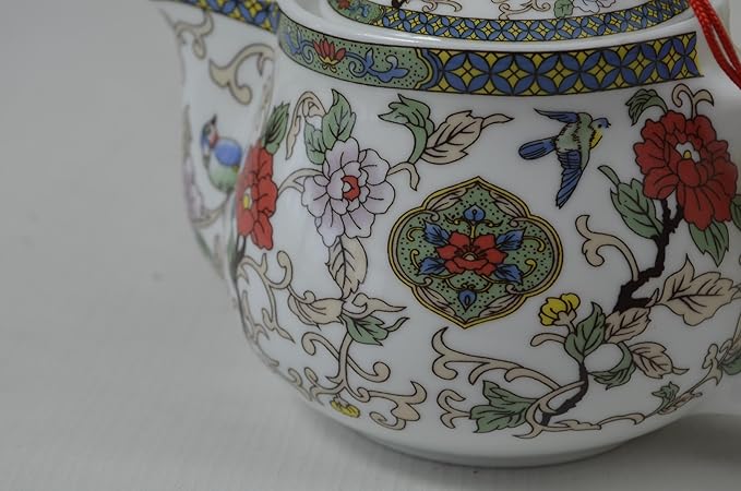 Porcelain Teapot 500ml Flower and Bird Kettle Stainless Infuser