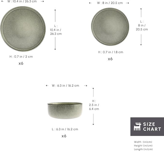 Karaca New Skal 18-Piece Dinnerware Sets for 6 People, Modern Design, Stoneware Dinner Set, Kitchen Plates Bowls, Reactive Glaze Dishwasher & Microwave Safe Dish Set
