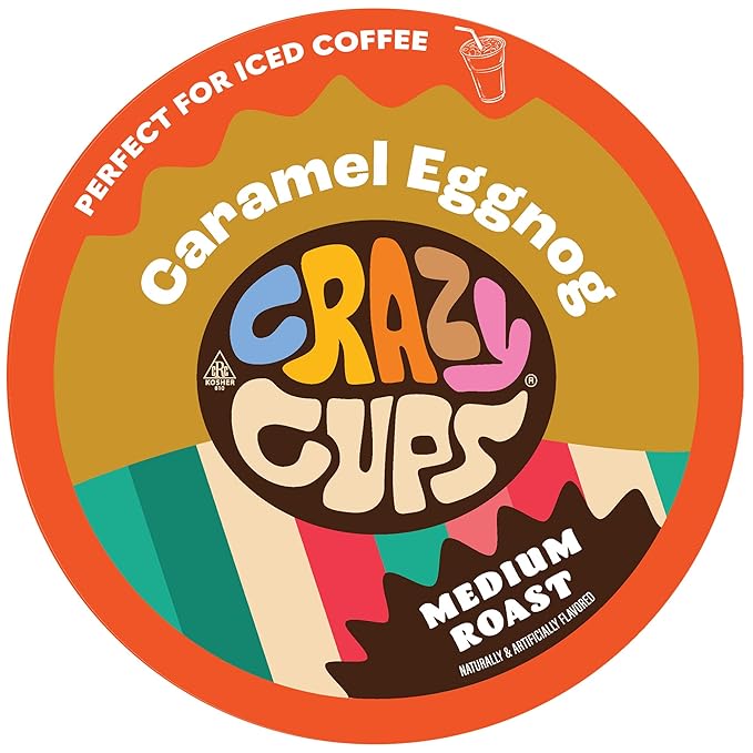 Crazy Cups Eggnog Flavored Coffee Pods, Limited Time Offer Holiday Blend Coffee, Single Serve Coffee for Keurig K Cups Machines, Medium Roast Coffee in Recyclable Pods, 22 Count