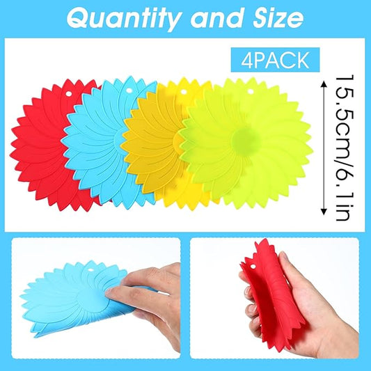 4Pcs Rubber Jar Opener Gripper Pad 6.1inch Non Slip Jar Openers Resistant Coasters Multi Function Botter Opener Tool for Weak Arthritis Hands Seniors Easy Opening(4 Colors)