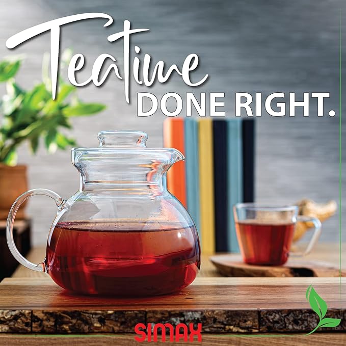 Simax Glass Teapot For Stovetop, Glass Tea Kettle For Stove Top, Tea Pots For Stove Top, Stovetop & Microwave Safe Kettles, Clear Glass Tea Pot With Spout for Tea Party, 1.5 Quart/ 6 Cup Teapots