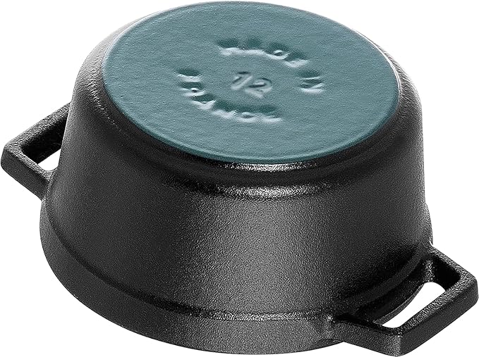 STAUB Cast Iron Dutch Oven 0.5-qt Round Cocotte, Made in France, Serves 1, Matte Black