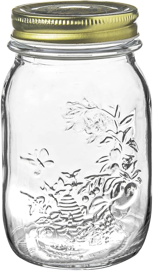 Bormioli Rocco Quattro Stagioni 17 oz Canning Jar - Vacuum Sealed for Home Canning & Au Bain-Marie"Cooking - BPA-Free, Airtight Storage for Dry Foods & Homemade Gifts - Odor Proof - Made in Italy