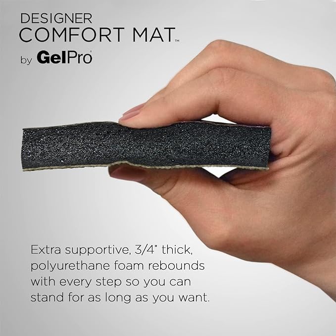 NewLife by GelPro Anti-Fatigue Designer Comfort Kitchen Floor Mat, 20" x48”, Grasscloth Khaki Stain Resistant Surface with 3/4” Thick Ergo-Foam Core for Health and Wellness