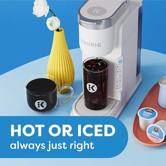 Keurig K-Iced Single Serve Coffee Maker – Brew Over Ice Button, Compact Design, Perfect Holiday Gift for Iced Coffee Lovers, White