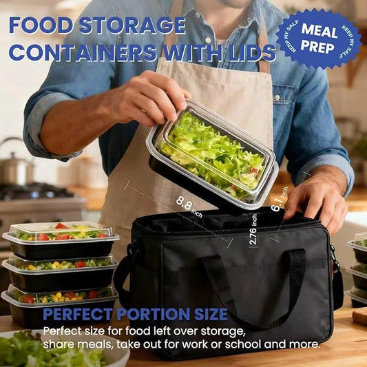 38oz 50 Pack Meal Prep Containers Reusable, Disposable Food Containers with Lids BPA Free, Microwave/Dishwasher/Freezer Safe To Go Containers for Christmas