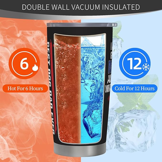 Dog Dad Gifts for Men, Christmas Gifts for Dog's Daddy, Best Dog Dad Ever Gift, Funny Dogs Father Gift Ideas, 20 oz Stainless Steel Tumbler