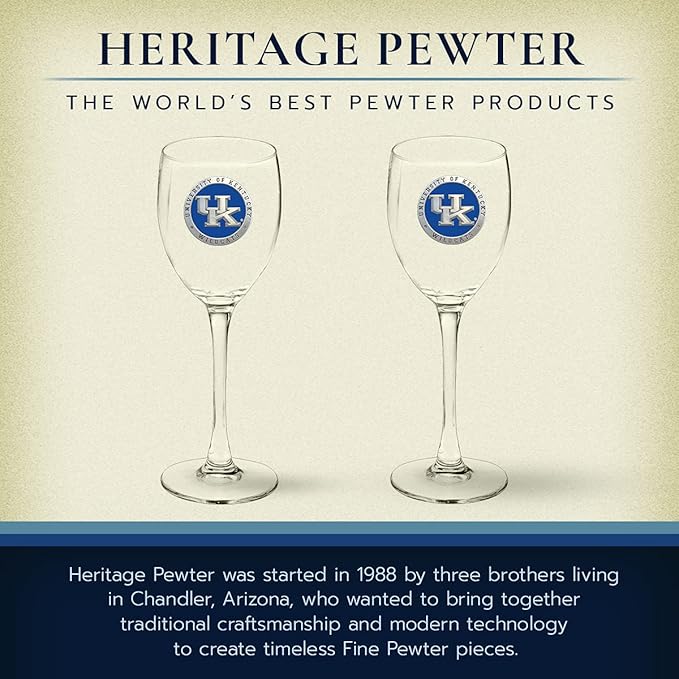 Heritage Pewter Kentucky Glass Water Goblets β Set of 2 | 12 OZ Goblet Glasses | Expertly Crafted Pewter Glass