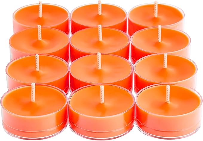 PartyLite Set of 12 Tea Lights Candles, Shredded Coconut & Papaya Scent, Aromatherapy Scented Candles Gift Set, Up to 4 to 6 Hours Burn Time