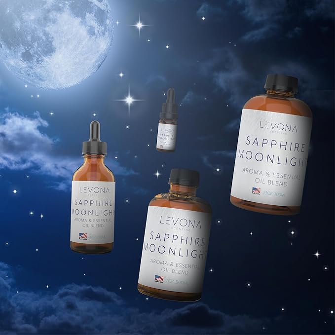 Levona Scent Essential Oil - Fresh Aroma for Home, Office, Hotel & Spa, Perfect in Humidifiers and Diffusers, Luxury Fragrance, with Lemon & Aqua Marine Notes - 700ml/ 23 fl oz, Sapphire Moonlight