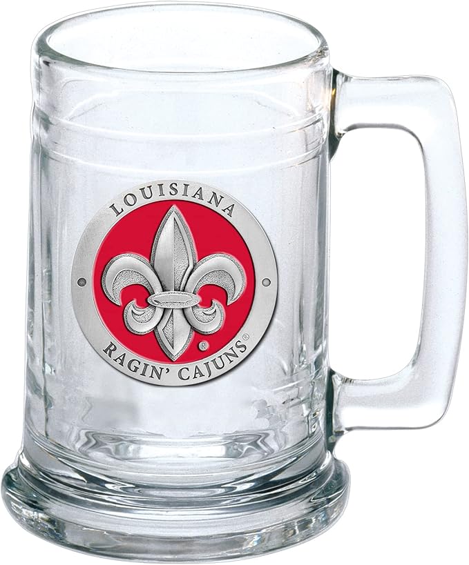Heritage Metalworks ST10834ER 15 oz Louisiana at Lafayette Glass Stein44; Red