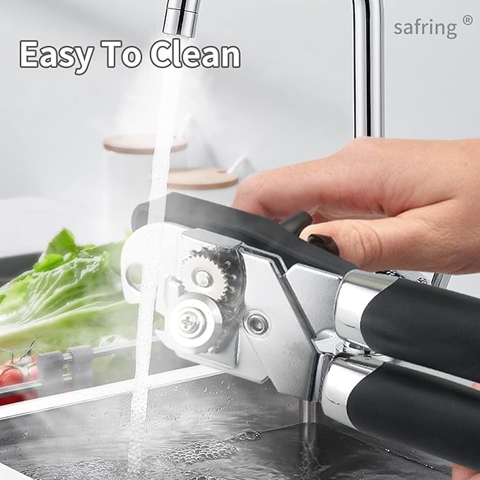 Can Opener Manual, Handheld Strong Heavy Duty Stainless Steel Can Opener, Comfortable Handle, Sharp Blade Smooth Edge, Can Openers with Multifunctional Bottle Opener