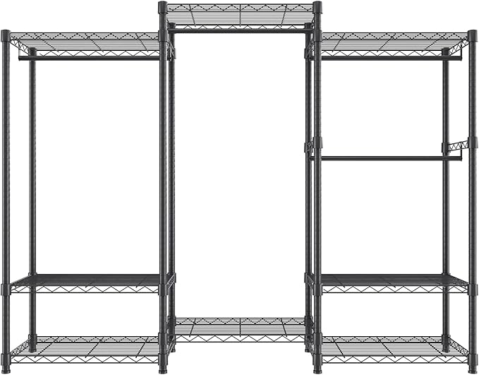 VEVOR Clothing Garment Rack, Heavy Duty Closet Wardrobe, Adjustable Tiers Clothes Racks with Steel Frame, for Bedroom, Clothing Store, Hallway
