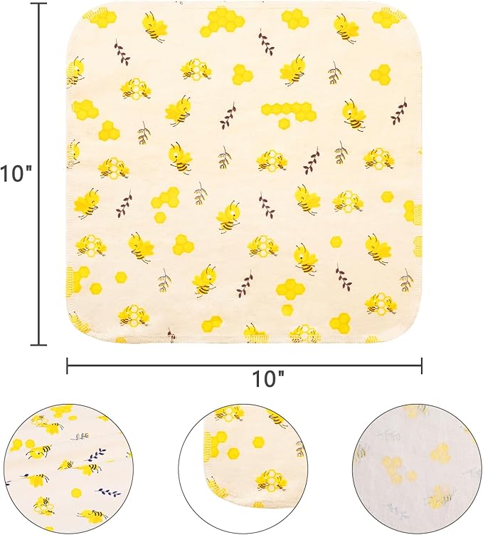 Reusable Dishcloths Kitchen Towels Cotton: 30 Packs 10X10 Washable Roll Paperless Paper Towels Absorbent Dishcloths Set Dish Tea Towel for Kitchen Drying (30Bee, 10×10")