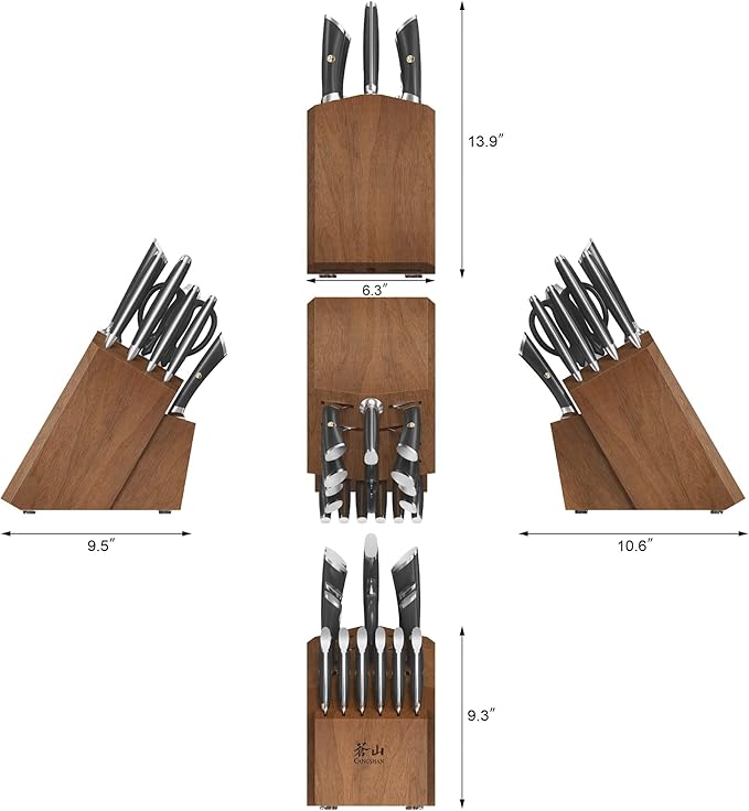 Cangshan ELBERT Series German Steel Forged Knife Block Sets (17-Piece, Black)