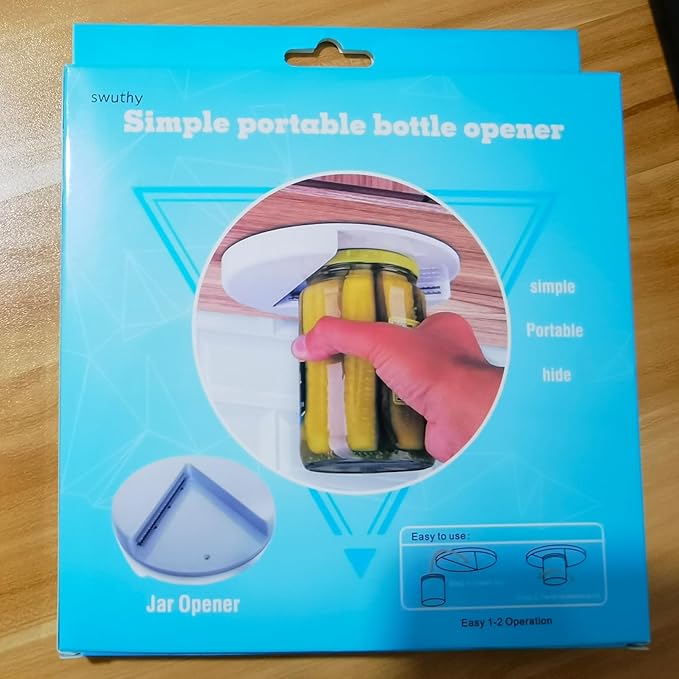 Jar Opener for Seniors & Arthritis - Under Cabinet Mount, Easy Grip for Weak Hands, Effortless Twist to Open Any Jar, Bottle & Lid, Rust-Proof Adjustable Opener