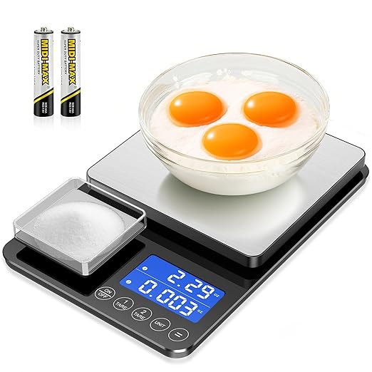 0.001 oz / 33 lb Dual Platform Kitchen Scale, Digital Food Scale with Two Precision Surfaces, LCD Display, 7 Units, Tare & Accumulation Functions – Perfect for Baking, Sourdough, and Cooking