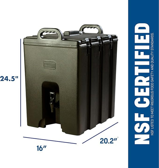 Carlisle FoodService Products Cateraide Insulated Beverage Dispenser with Handles for Catering, Events, Kitchens, and Restaurants, Plastic, 10 Gallons, Black