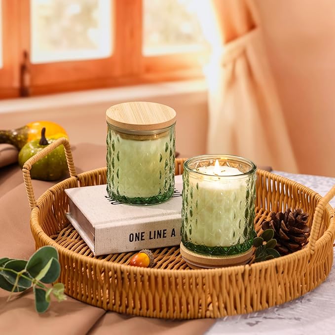 2 Pack Eucalyptus & Mint Scented Candles for Home Decor, 6.5oz Natural Soy Wax Aromatherapy Jar Candles, Housewarming Gift for Women
