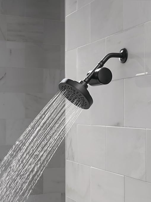 Delta Faucet 5-Setting Shower Head Matte Black with Clarifi Standard Shower Filter Attachment with Filter