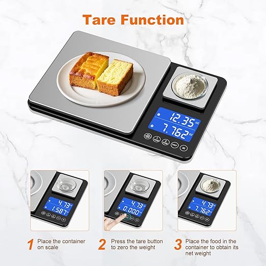 0.001oz/33lbs Dual Platform Food Kitchen Scales Digital Weight Grams and Ounces, Two Precisions Kitchen Scale for Sourdough Bread, Baking and Cooking with 7 Units Tare, Accumulation Functions