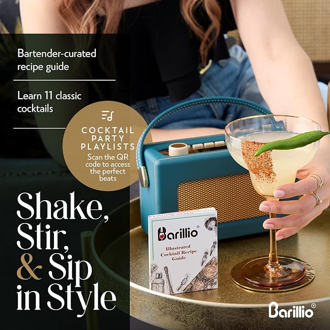 Barillio Bartender Kit – 23-Piece Stainless-Steel Cocktail Shaker Set with Premium African Mahogany Stand | Martini Barware Mixing Tools for Home Bartending | Gift Set