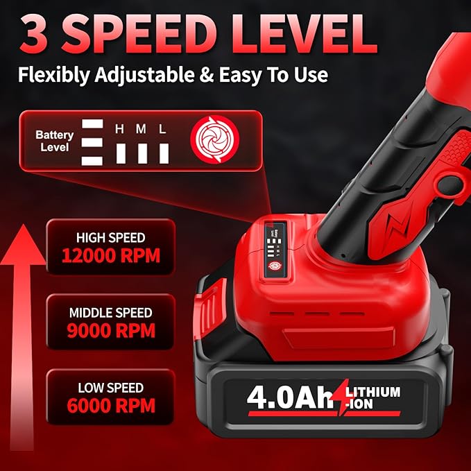 Cordless Angle Grinder Kit, 4-1/2" Power Angle Grinders with 2 * 4.0Ah Battery & 12000RPM Brushless Motor, Metal Grinder with Cutting Wheels, Electric Grinder Tool Set for Cutting, Grinding