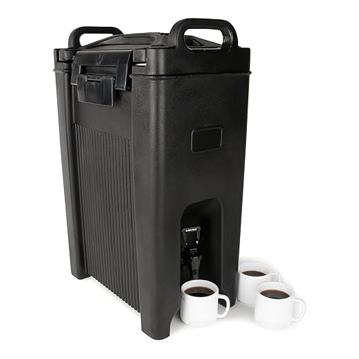 Carlisle FoodService Products 5-Gallon Insulated Beverage Dispenser, Cateraide, Food-Grade with Handles, Rugged PE Shell with PU Insulation for Coffee, Tea and Hot or Cold Drinks, Black - Made in USA