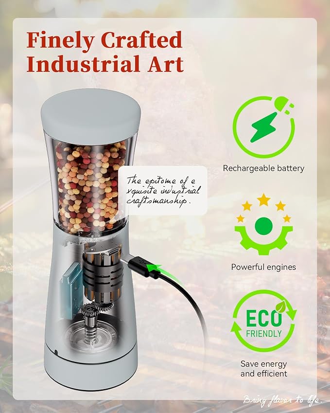 Electric Salt and Pepper Grinder Set with Storage Base, Stainless Steel Rechargeable Salt and Pepper Grinder Set with 4.5 oz Large Capacity, 1.8" Wide Mouth, Adjustable Coarseness, Ideal for Kitchen