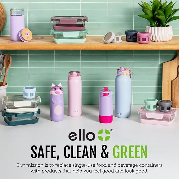 Ello Duraglass 3.4 Cup Meal Prep Sets 10Pc, 5 Pack Set- Glass Food Storage Container with Silicone Sleeve and Airtight BPA-Free Plastic Lids, Dishwasher, Microwave, and Freezer Safe, Evening Orchard
