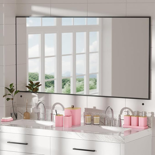 Bathroom Accessory Set - Pink Bathroom Set, 12PC Bathroom Accessories Set, Pink Bathroom Accessories Set, Mini Trash Can, Toilet Brush, Trash Can & Soap Dispenser