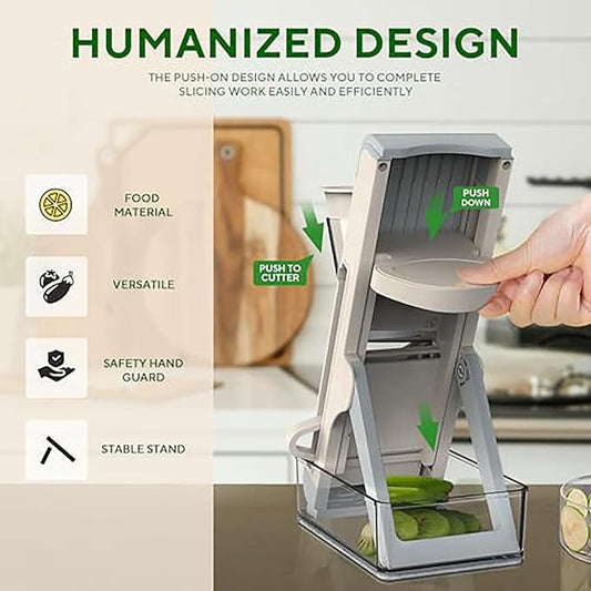 Eletronova Safe Mandoline Food Slicer, Vegetable Slicer for Kitchen, Mandoline Potato Slicer,Kitchen Food Slicer, 4in1 & Thickness Adjuster Multifunctional Chopper Vegetable Cutter for Fast Meal