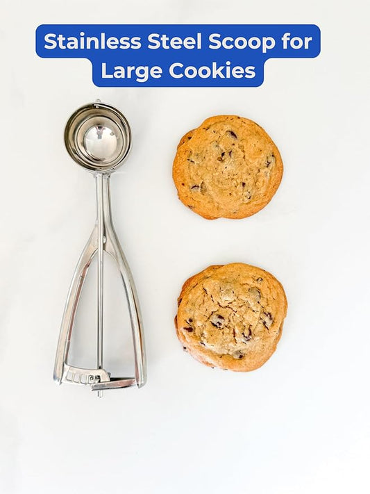 Jenaluca Large Scoop - Ice Cream, Cookie Dough & Cupcake Scooper - 3 tablespoon 1.5 ounce disher #24 stainless steel icecream, batter & baking scoop