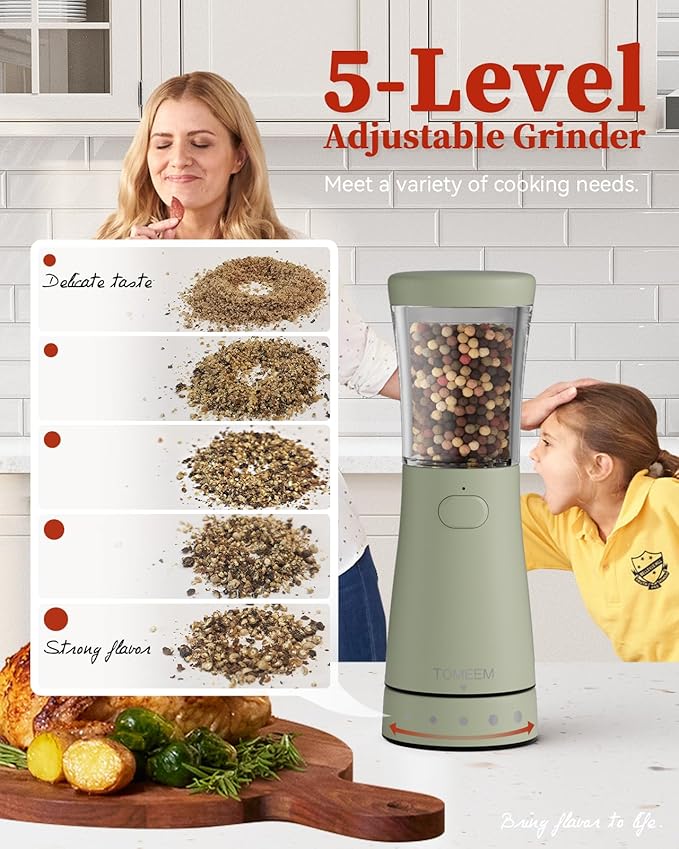 Electric Salt and Pepper Grinder Set with Storage Base, Stainless Steel Rechargeable Salt and Pepper Grinder Set with 4.5 oz Large Capacity, 1.8" Wide Mouth, Adjustable Coarseness, Ideal for Kitchen