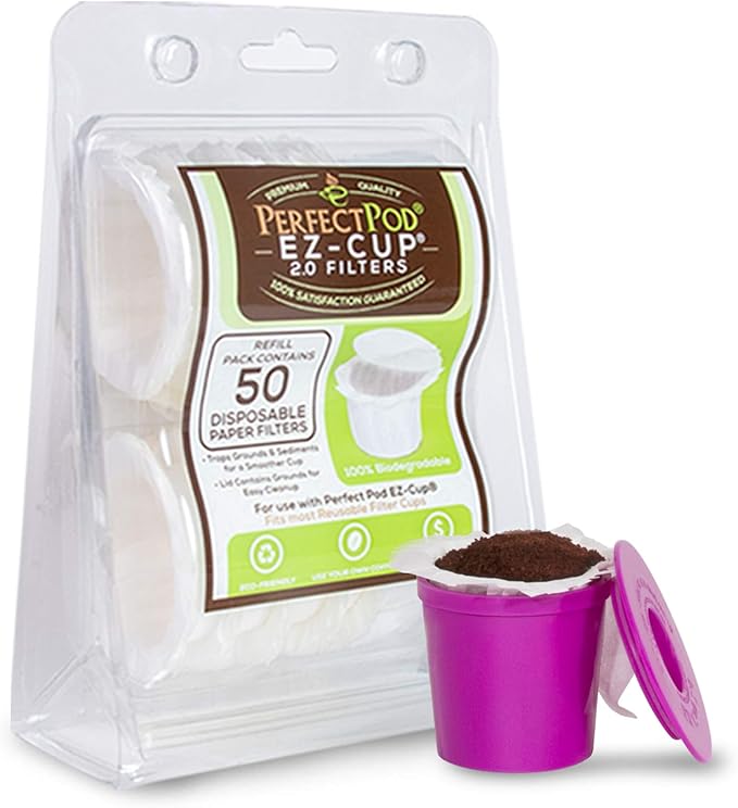 Perfect Pod EZ-Cup Disposable Paper Filters with Patented Lid Design for Reusable Coffee Pods 8-Pack (400 Filters)