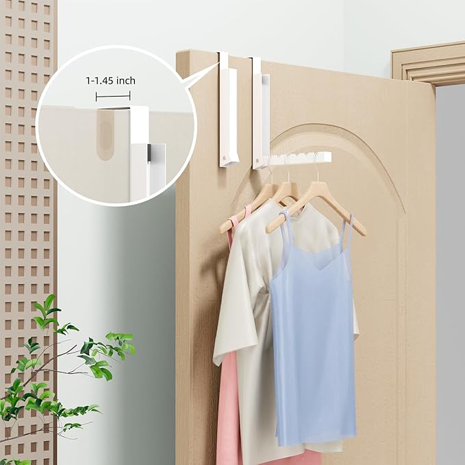 Over The Door Hooks 4 Pack,Over The Door Hanger Hook,Folding Over The Door Drying Rack for Laundry,Coat Rack,Compact Small Space Foldable Portable