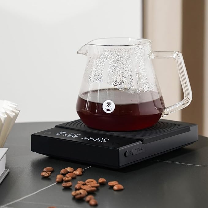 TIMEMORE Coffee Scale Basic 2.0 Electronic Espresso Scale with Water Flow Rate and Timer Function, Free Switching of Ounce/kg Units, Digital Scale for Kitchen/Baking/Cooking, Black