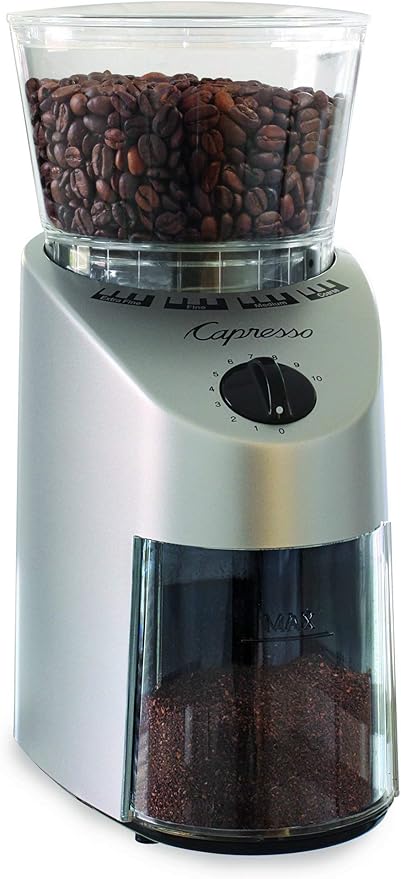 Capresso 560.04 Infinity Conical Burr Grinder, Brushed Silver (Renewed)