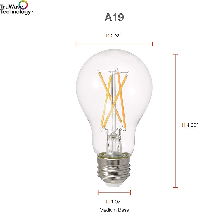 Sylvania Led Truwave Natural Series A19 Light Bulb, 60W Equivalent, Efficient 8W, Medium Base, Dimmable, Clear, 5000K, Daylight - 16 Pack (40809)