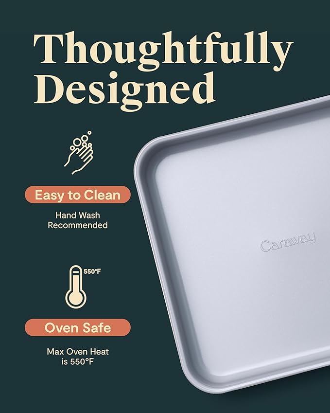 Caraway 9” Square Pan Duo - Non-Stick Ceramic Coating - Free From Forever Chemicals - Cake Pan Perfect for Brownies, Lemon Bars, & More - Marigold